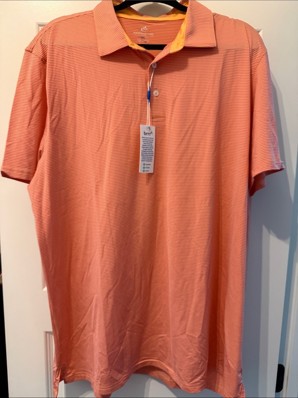 NWT Southern Tide Coral Stripe Polo with Collar Trim